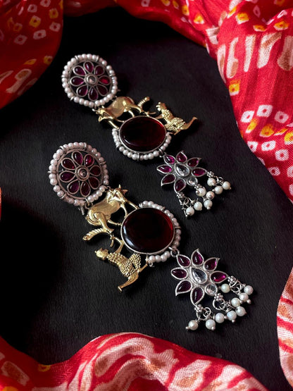 Dual Tone Ethnic Partywear Beaded Earring