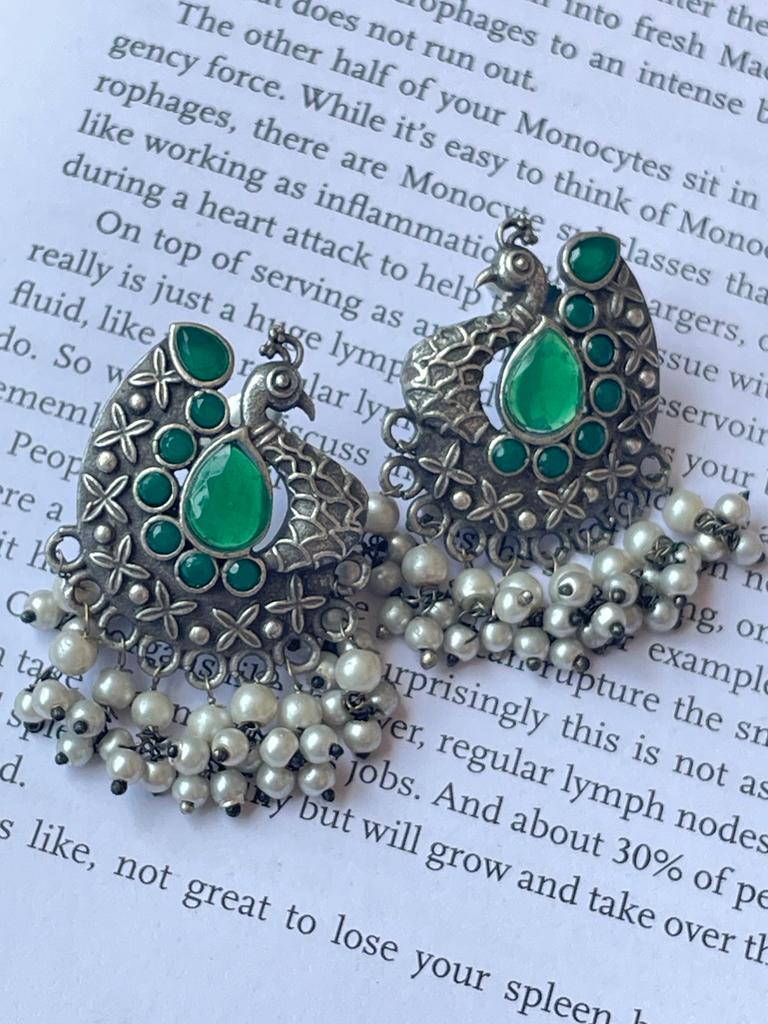 Peacock Shape Semi Precious Stone Earring