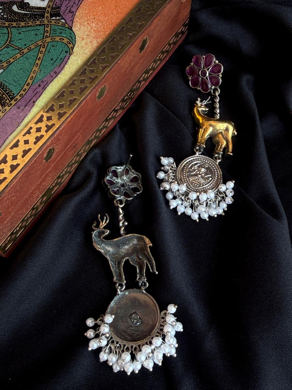 Dual Tone Deer Earring