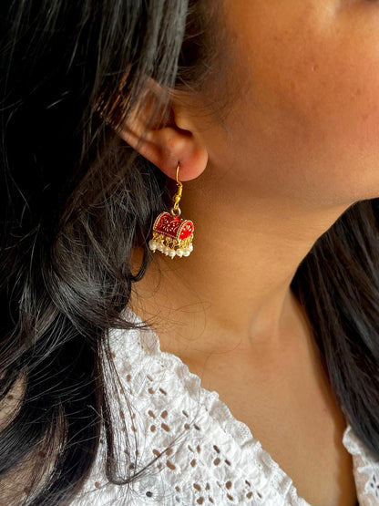 Meenakari Box shape Earring and Jhumki Earring (set of 2 pairs)