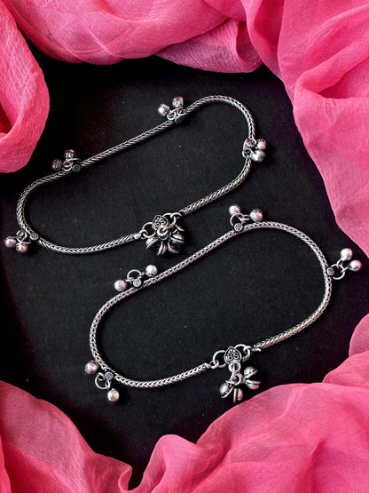 Oxidized Ethnic Anklet Pair