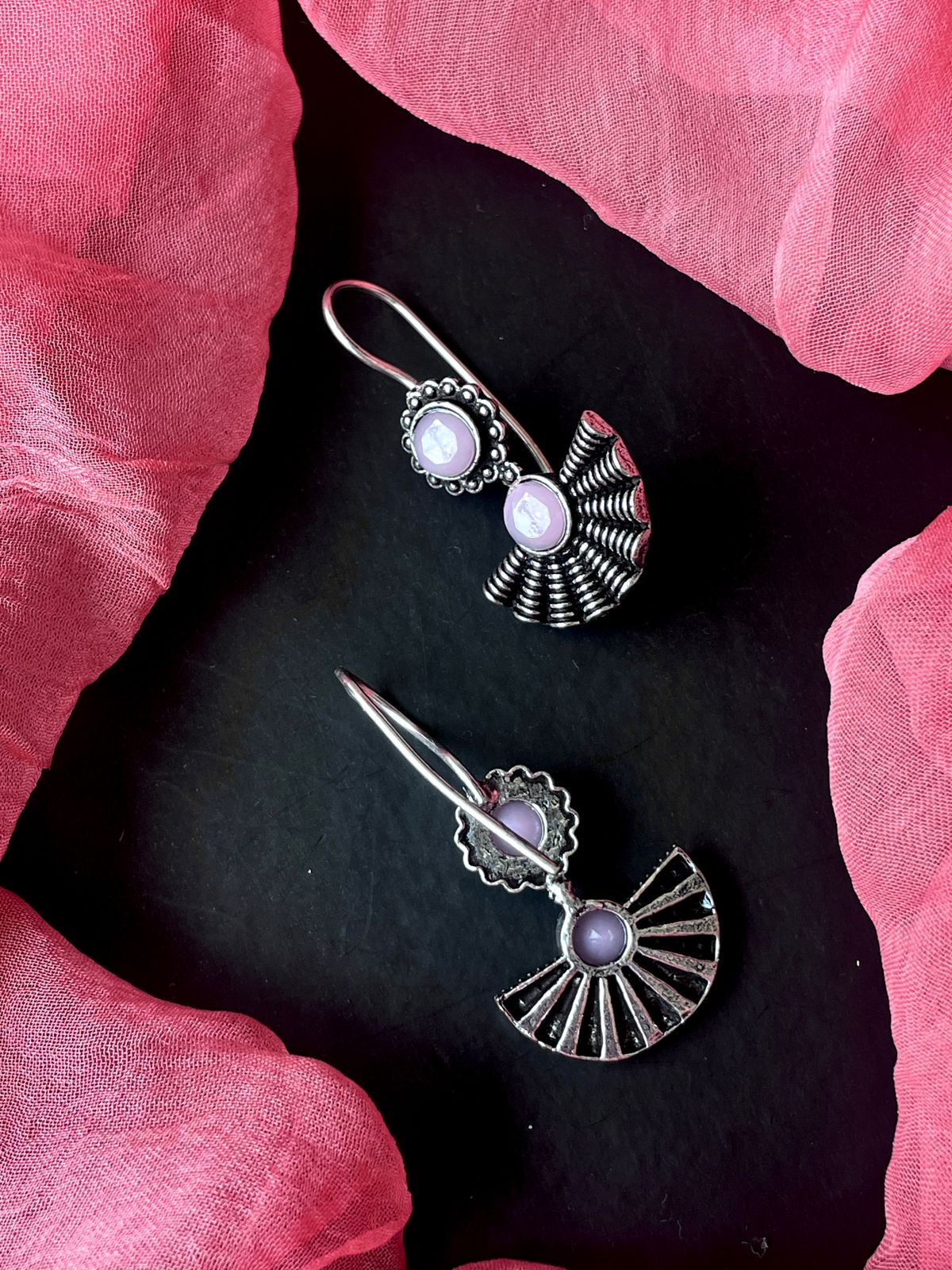 Monalisa Stone Oxidized Floral Earring