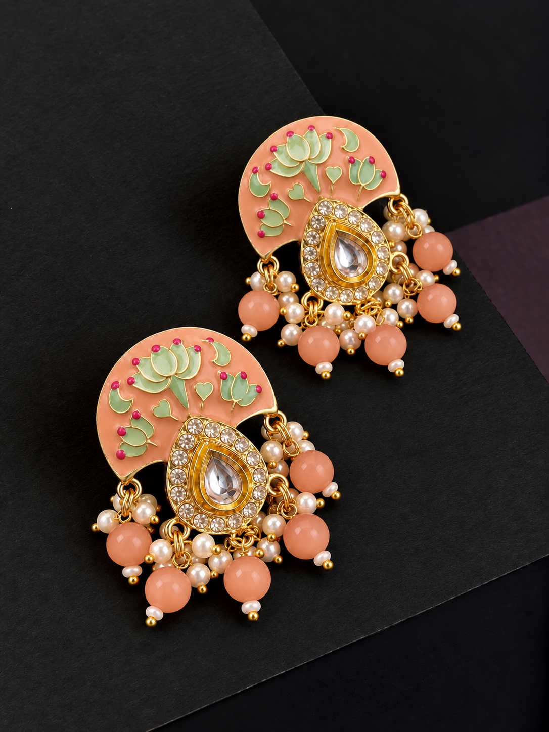 Meenakari Kundan Hand Painted Stud Earring
