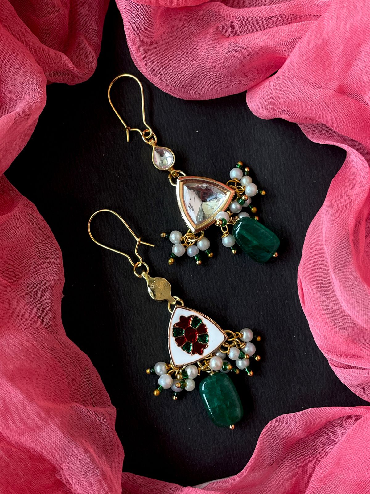 Kundan with Jade Stone Beaded Earring