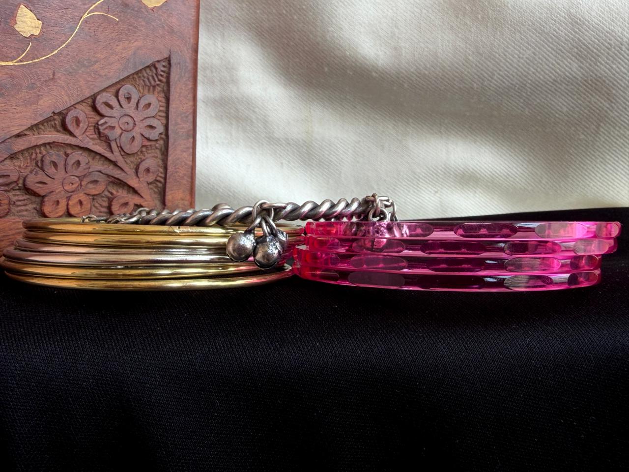 Acrylic Jelly Bangles with Metal Bangles set