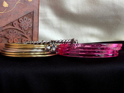 Acrylic Jelly Bangles with Metal Bangles set
