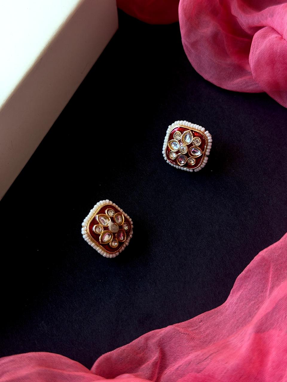 Kundan Meenakari Pendant Multi Layered Beaded Choker with Earring set