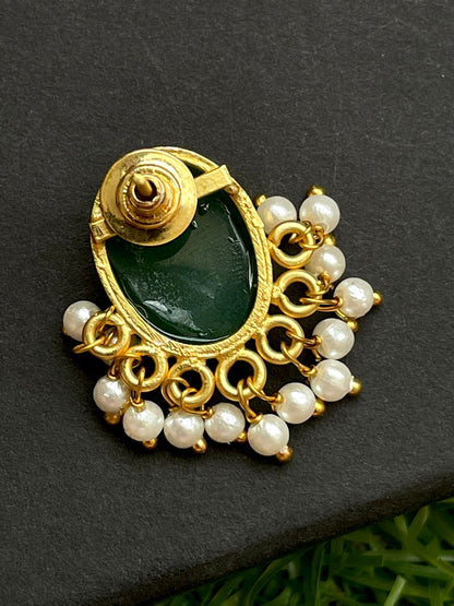 Single Stone Beautiful Monalisa Stone Stud Earring with beads