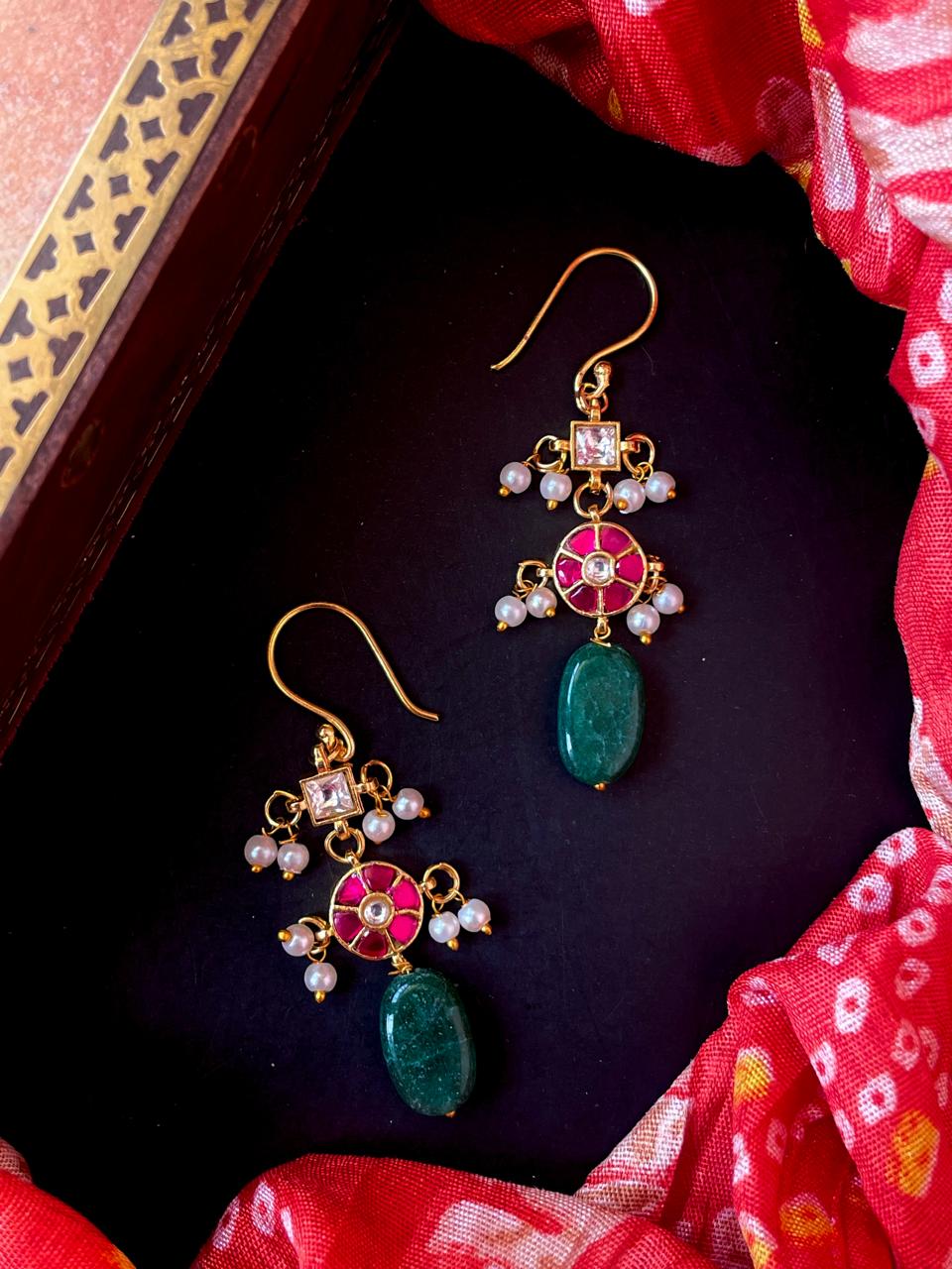 Pachi Kundan Stone Beaded Earring