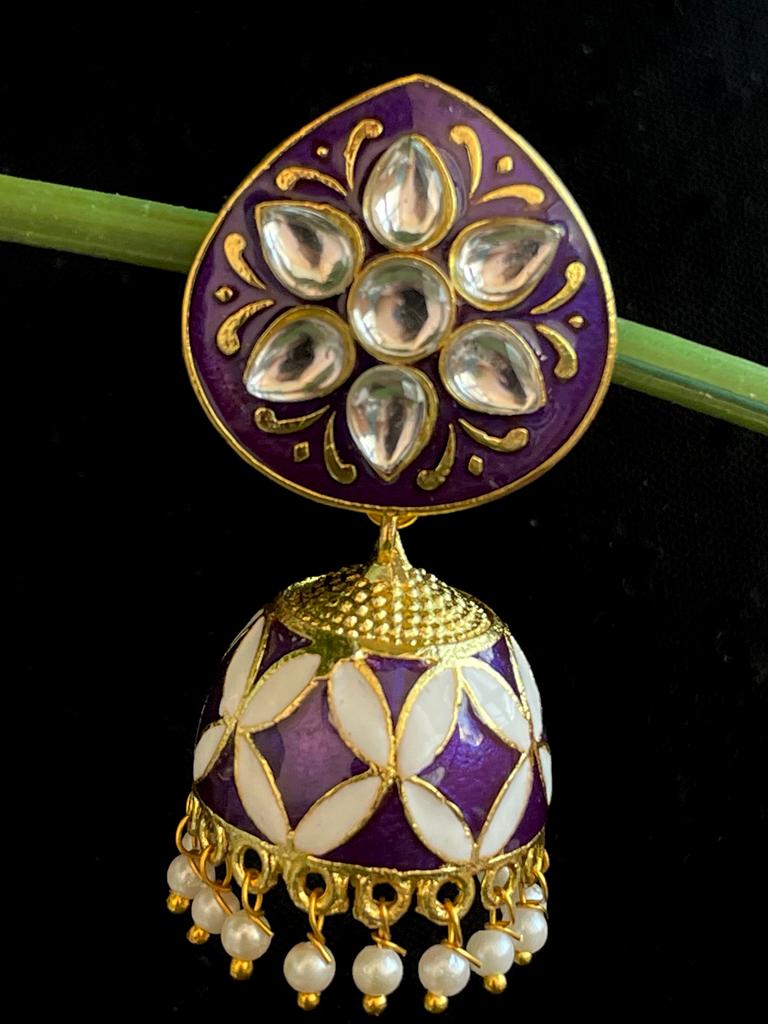 Meenakari Kundan Jhumka Earring