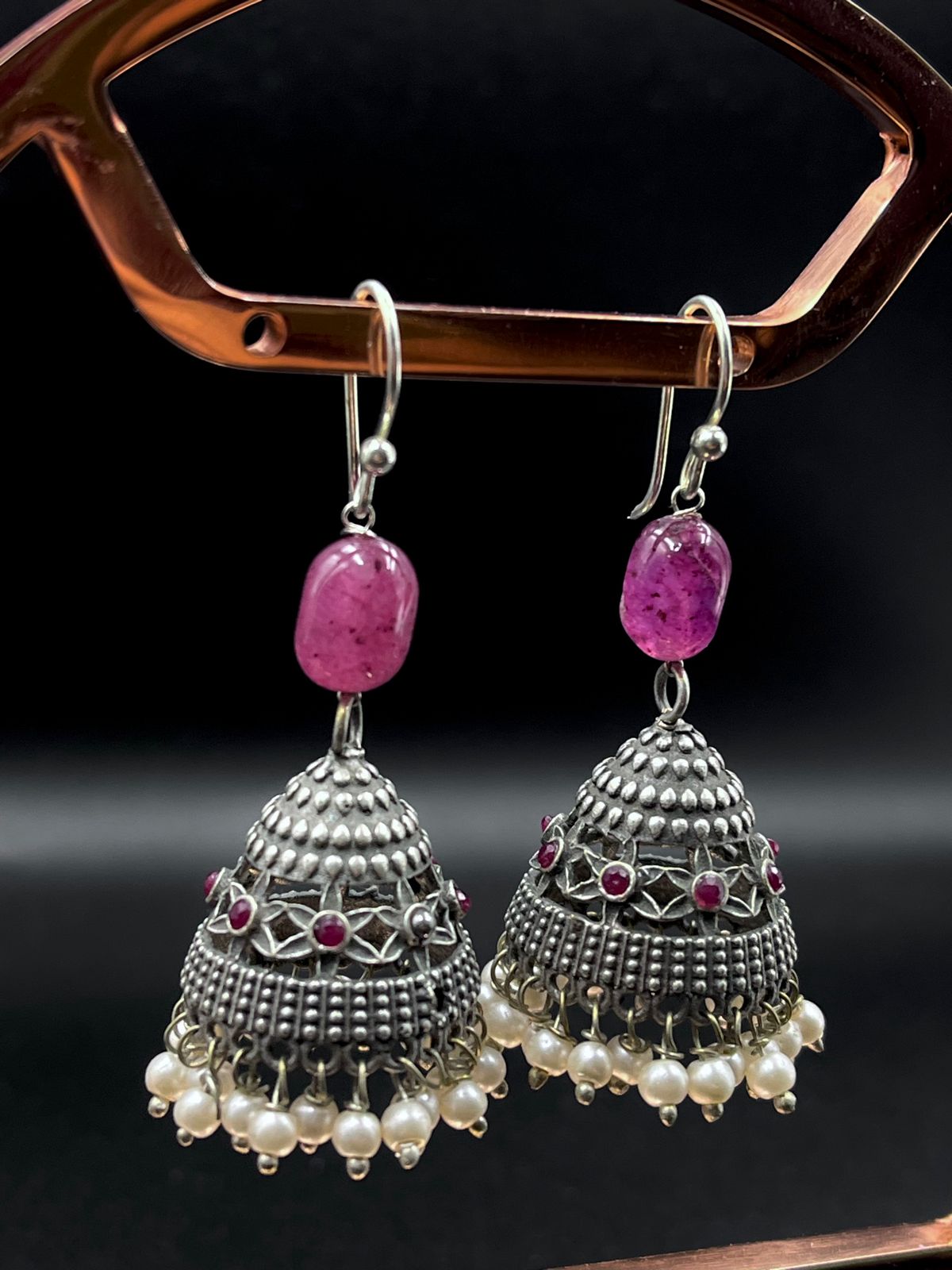 Black Polish Antique Look Earring