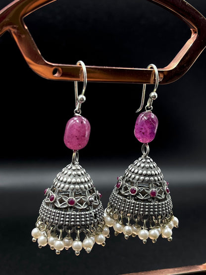 Black Polish Antique Look Earring