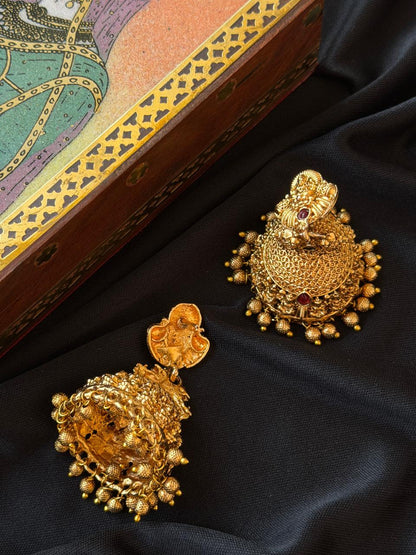 Matt Finish Golden Temple Earring