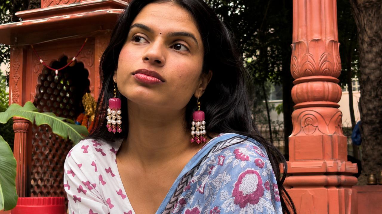 Stone Jhumki Beads Latkan Earring