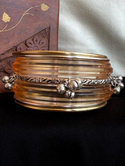 Acrylic Bangle with Metal Bangles set
