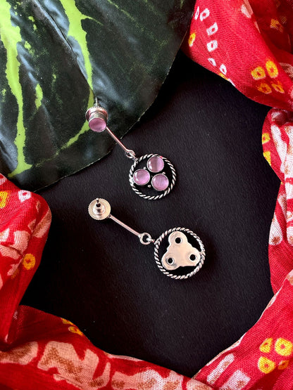 Monalisa Stone Oxidized Hanging Earring