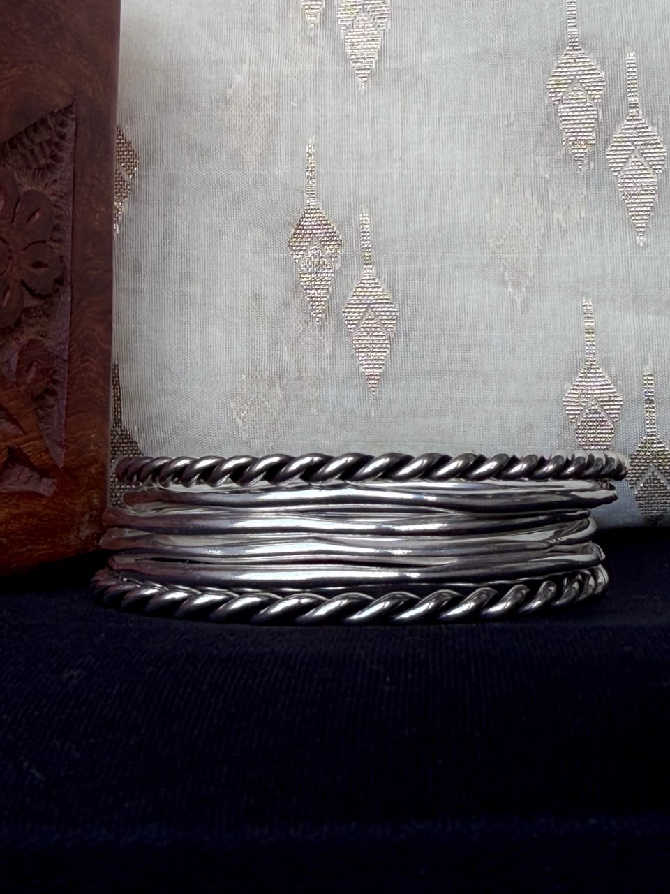 Oxidized Silver Replica Bangle set
