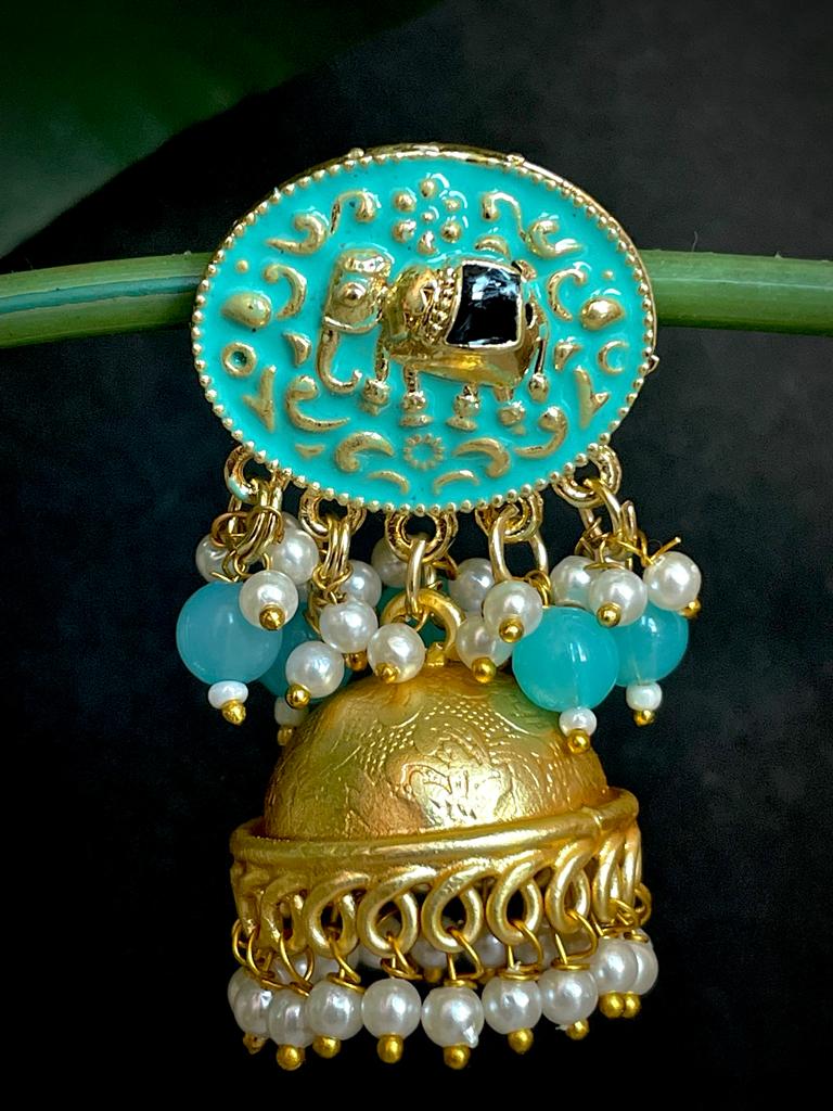 Meenakari Top with Golden Jhumki Earring