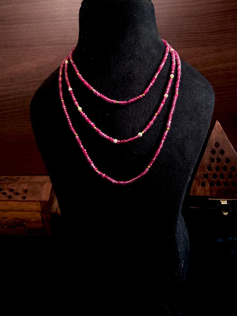 Stone Semi precious Beaded Three Layered Mala