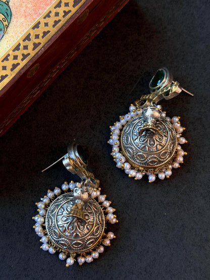 Monalisa Stone Dual Tone Partywear Long Earring