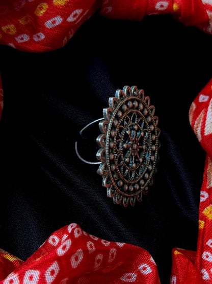 Oxidized Big Size Partywear Ring