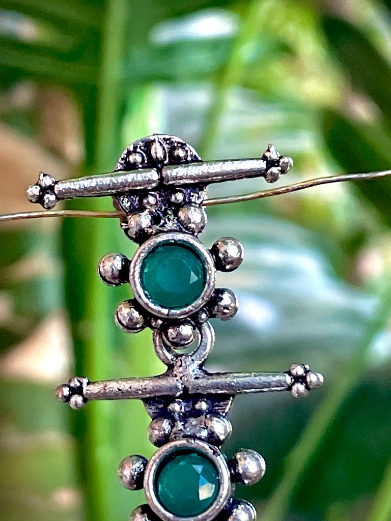 Oxidized German Silver Long Earring