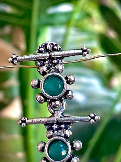 Oxidized German Silver Long Earring