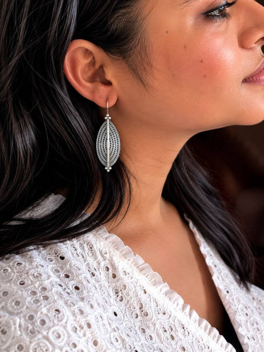 Oxidized Floral Ethnic Earring
