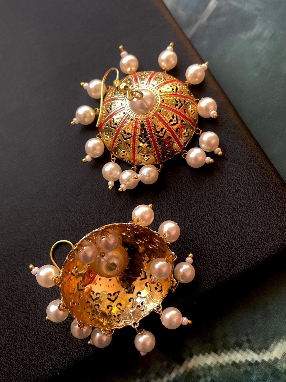 Meenakari Dome Shape Ethnic Jhumka Earring