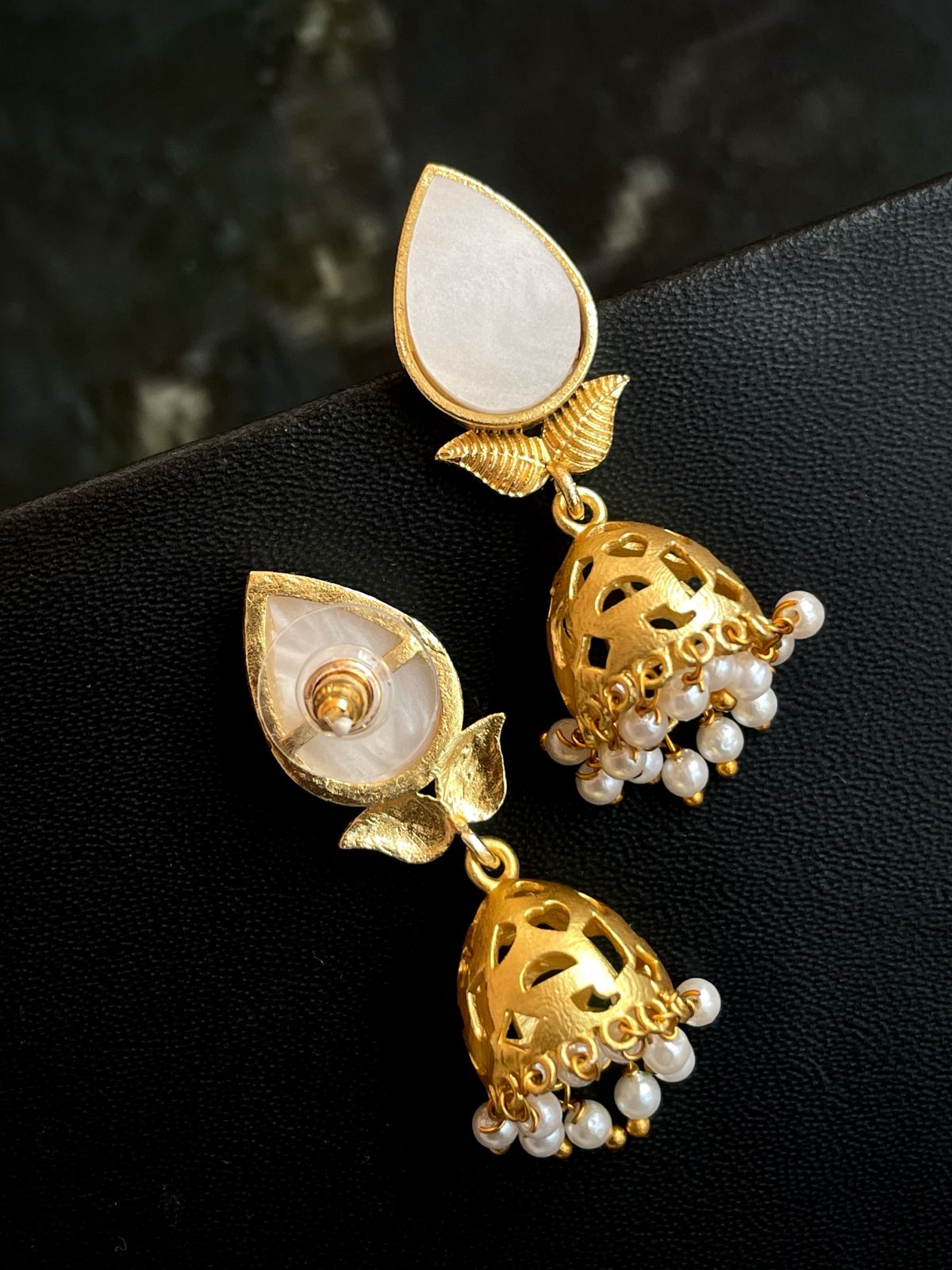 Shell Top with Golden Jhumki Earring