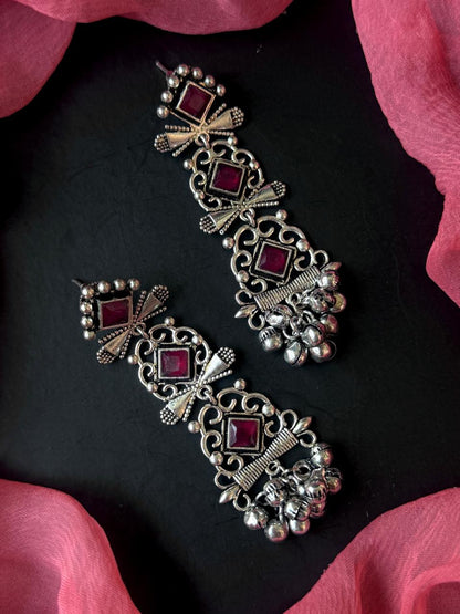 Monalisa Stone Silver Replica Partywear Earring