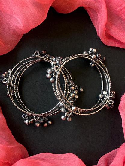Oxidized Ghunghroo Bangles (set of 8 Bangles)