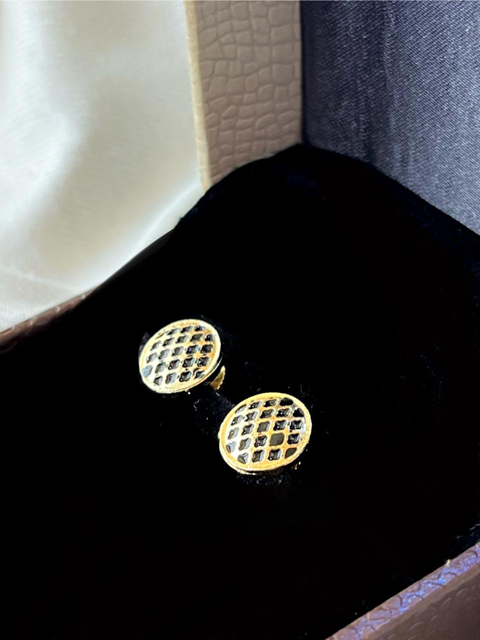 Gold-Plated Meenakari Checkered Small Stud Earring