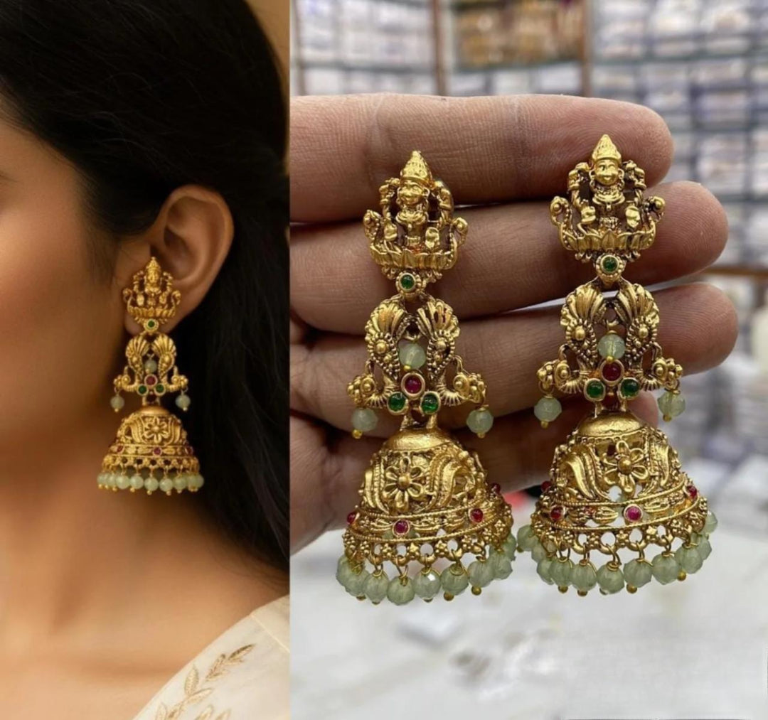 Matt Finish Golden Temple Earring