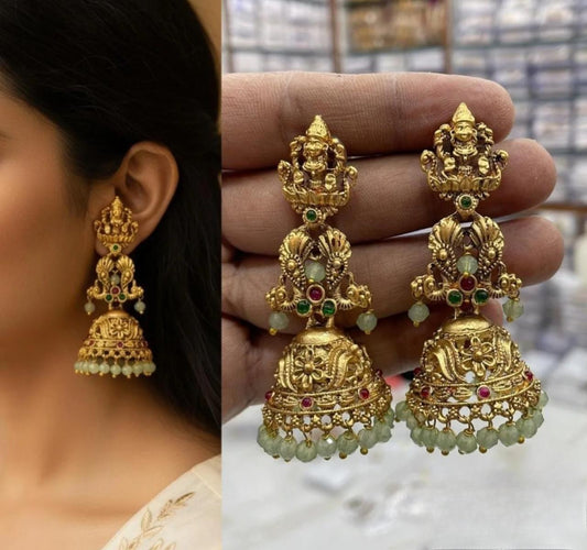 Matt Finish Golden Temple Earring