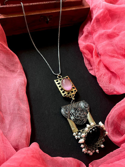 Dual Tone Antique Look Partywear chain Necklace