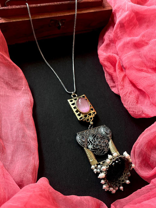 Dual Tone Antique Look Partywear chain Necklace