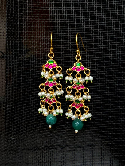 Pachi Kundan Stone Beaded Earring