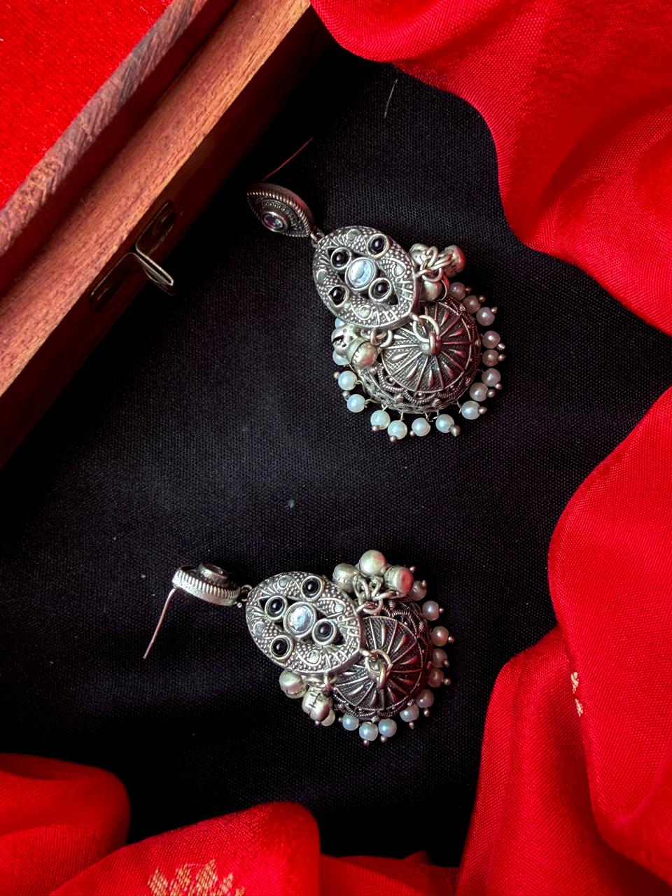 Oxidized Top with Jhumki Partywear Earring