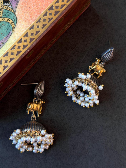 Dual Tone Cow Shape Earring