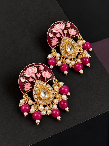 Meenakari Kundan Hand Painted Stud Earring