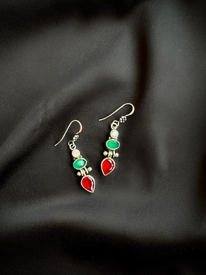Ruby and AD stone 92.5 Silver Earring