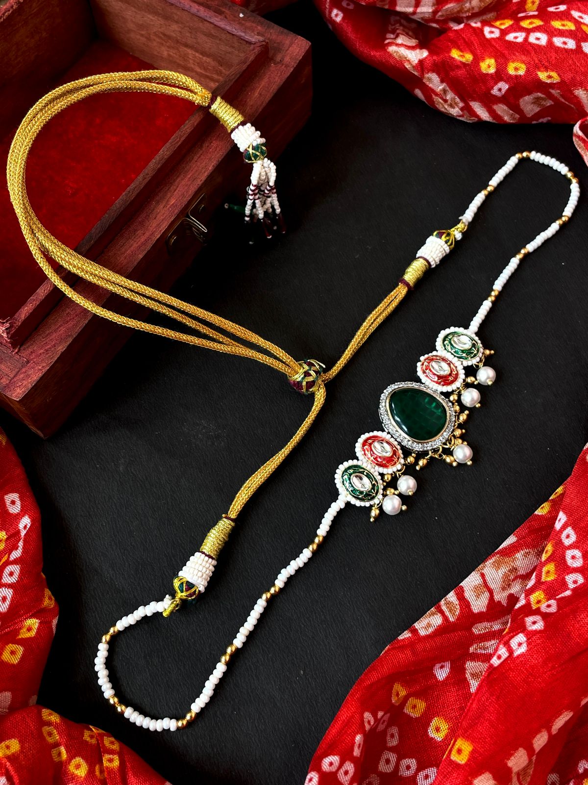Monalisa Stone Meenakari Kundan Choker with Earring Set