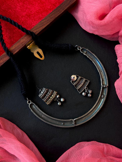 Dual Tone Hasli Choker with Earring set