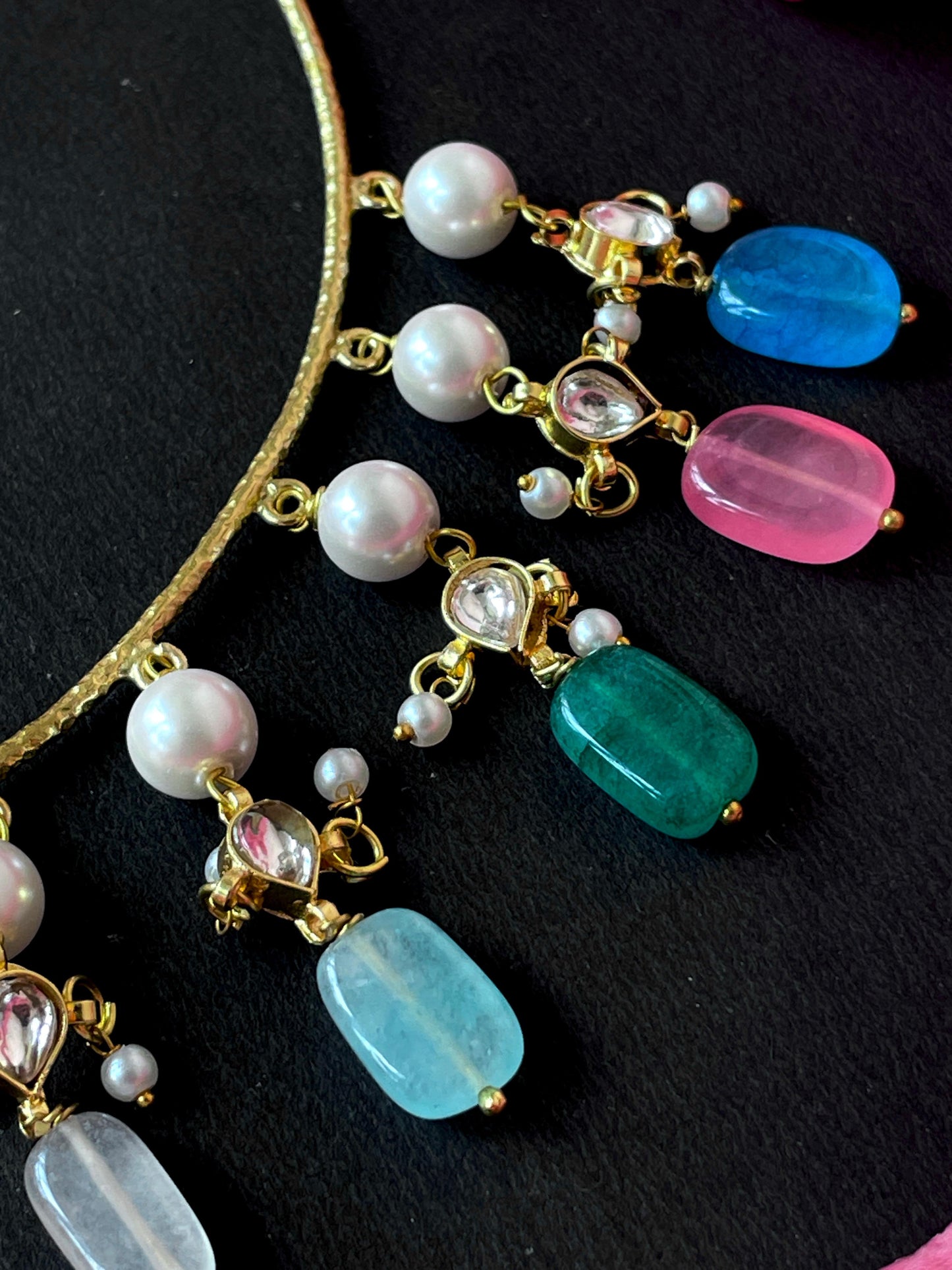Multi Colour Beads with Pachi Kundan Choker Necklace