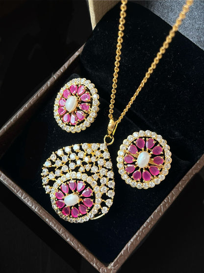 AD pendant Necklace with Earring Partywear Set