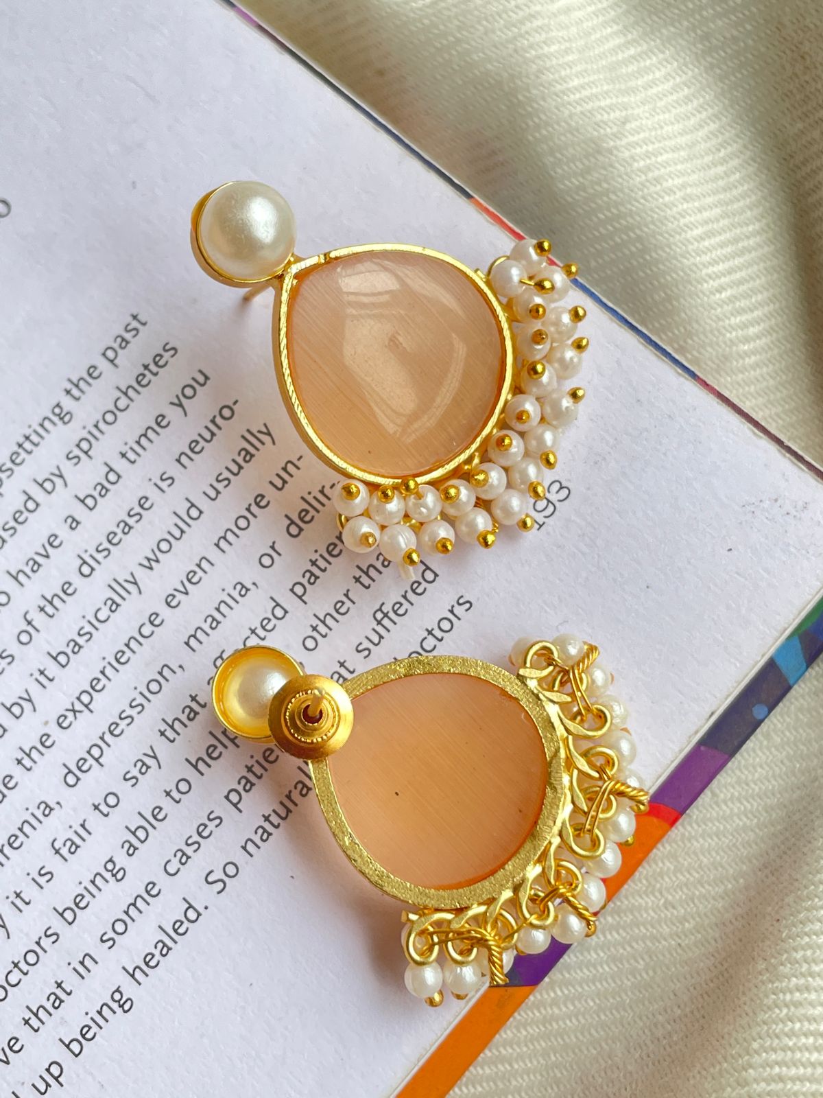 Monalisa Stone and Pearl Beaded Stud Earring