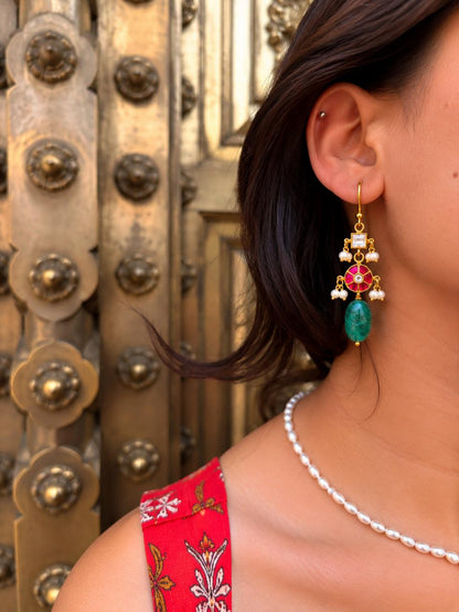 Pachi Kundan Stone Beaded Earring