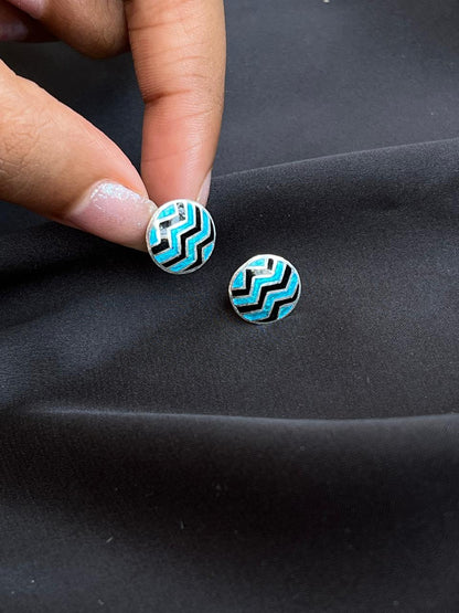 Meenakari Geometrical 92.5 Silver Stud Earring