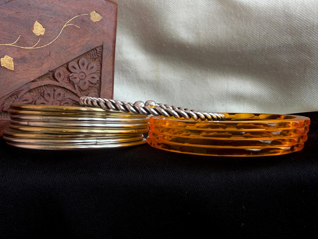 Acrylic Jelly Bangles with Metal Bangles set
